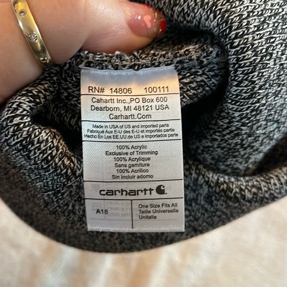 NWT Carhartt adult acrylic knit cuffed beanie hat unisex black white - Picture 5 of 6